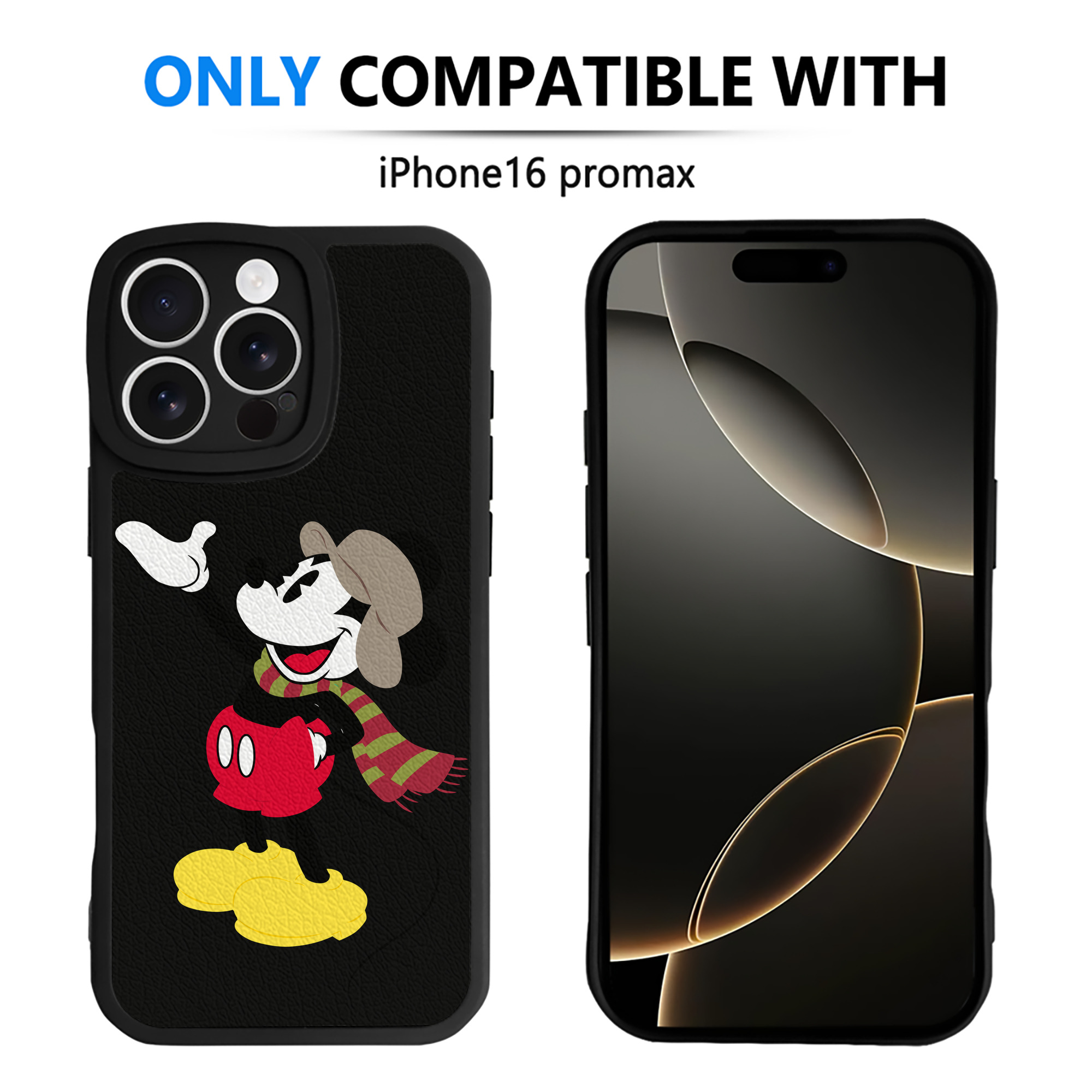 （画像用） ミッキーマウス Mickey Mouse 【iPhone 16シリーズ対応】シリコンスマホケース（レザー調） 材質：シリコン